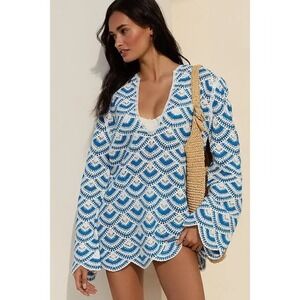 anthropologie cover up crochet maxi dress New M Mahila x Anthropologie crochet v-neck